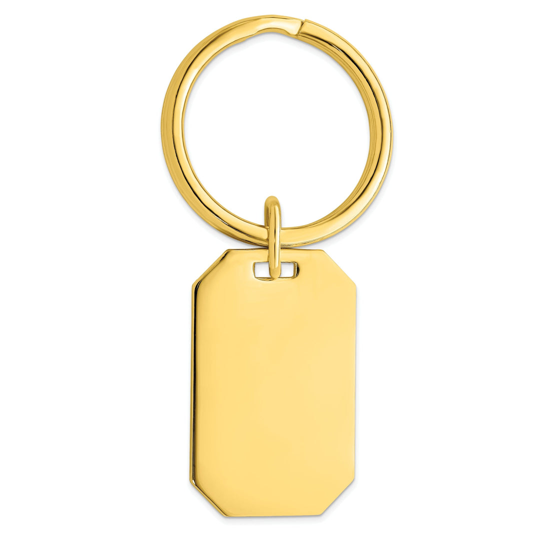 Jere Collection Key Ring Yellow Gold Plated Polished Rectangle Key Ring