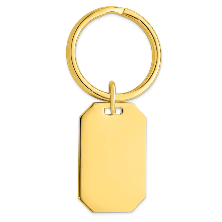 Jere Collection Key Ring Yellow Gold Plated Polished Rectangle Key Ring