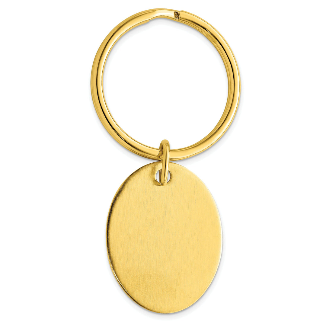 Jere Collection Key Ring Yellow Gold Plated Satin Oval Key Ring