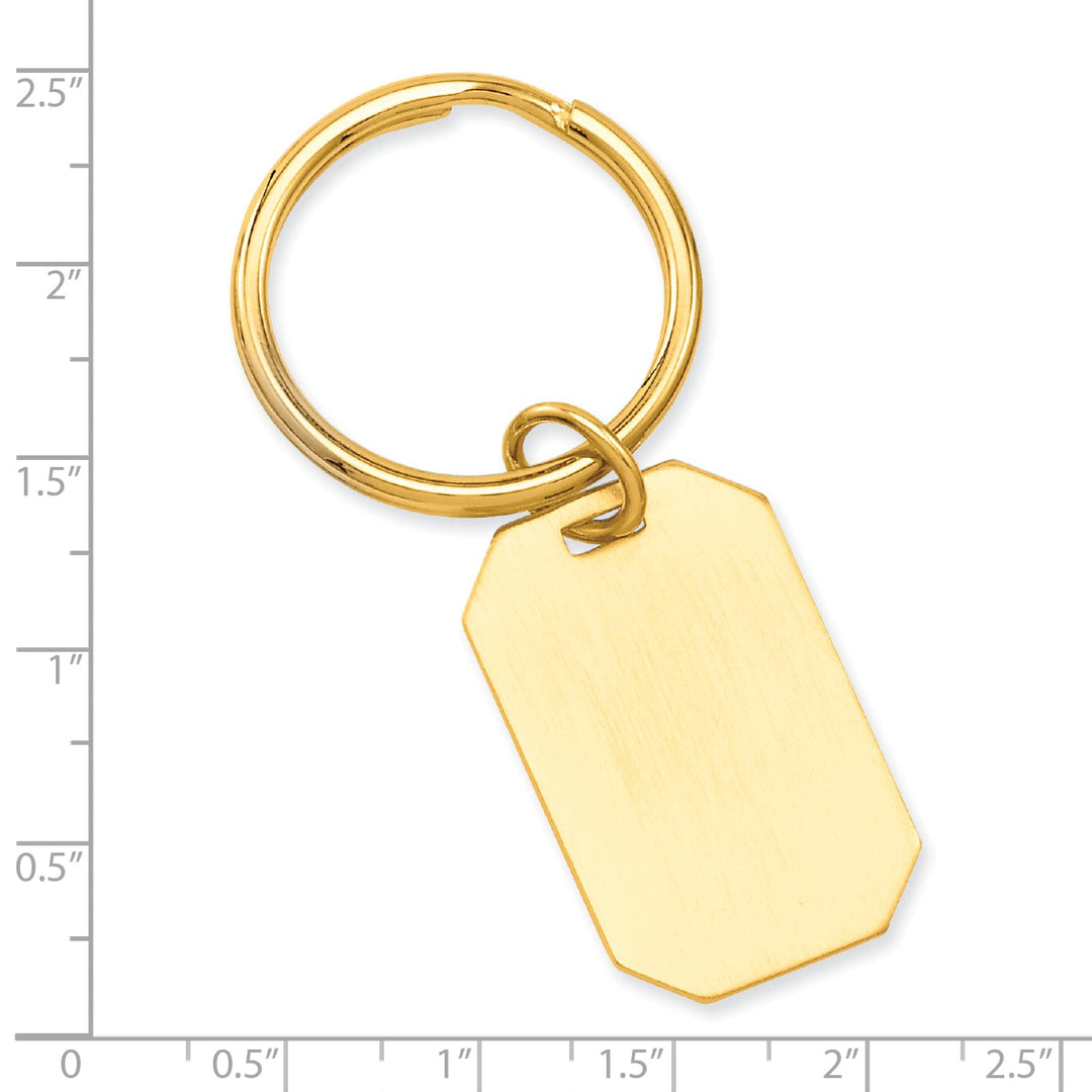 Jere Collection Key Ring Yellow Gold Plated Satin Rectangle Key Ring