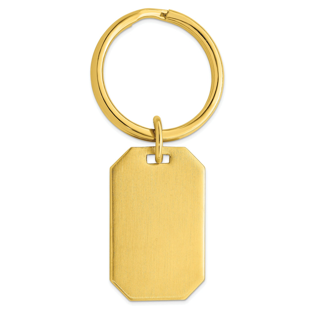 Jere Collection Key Ring Yellow Gold Plated Satin Rectangle Key Ring