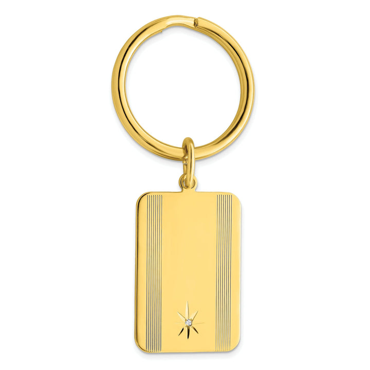 Jere Collection Key Ring Yellow Gold Plated Star Cut Diamond Key Ring