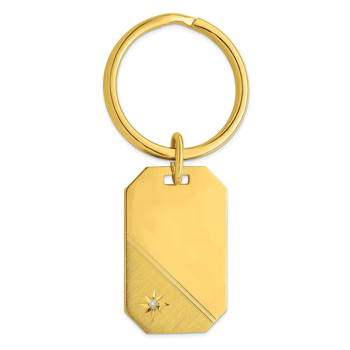 Jere Collection Key Ring Yellow Gold Plated Star Cut Diamond Key Ring