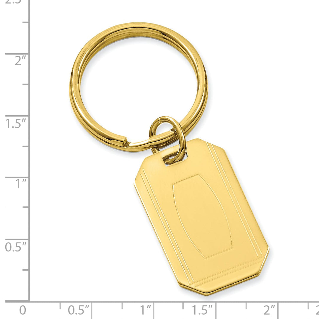 Jere Collection Key Ring Yellow Gold Plated with Engravable Area Key Ring