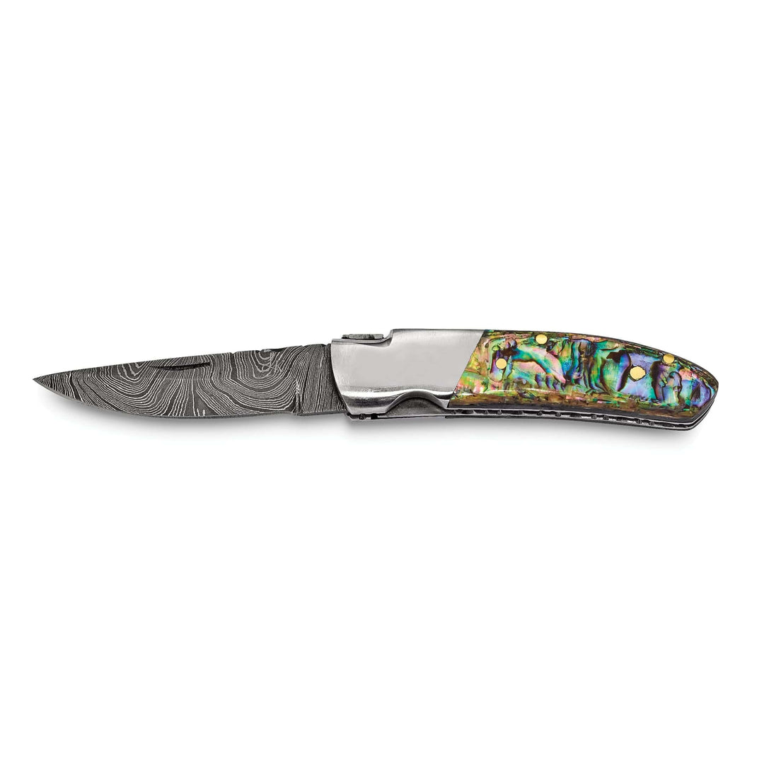 Lovely Rita's Knife Collection Damascus 256 Layer Folding Blade Abalone Knife