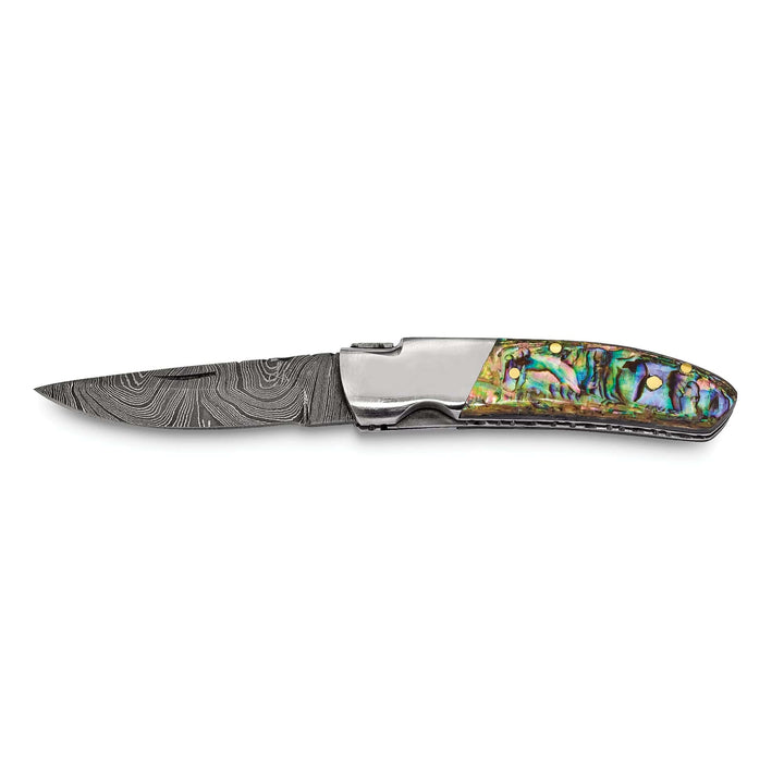 Lovely Rita's Knife Collection Damascus 256 Layer Folding Blade Abalone Knife