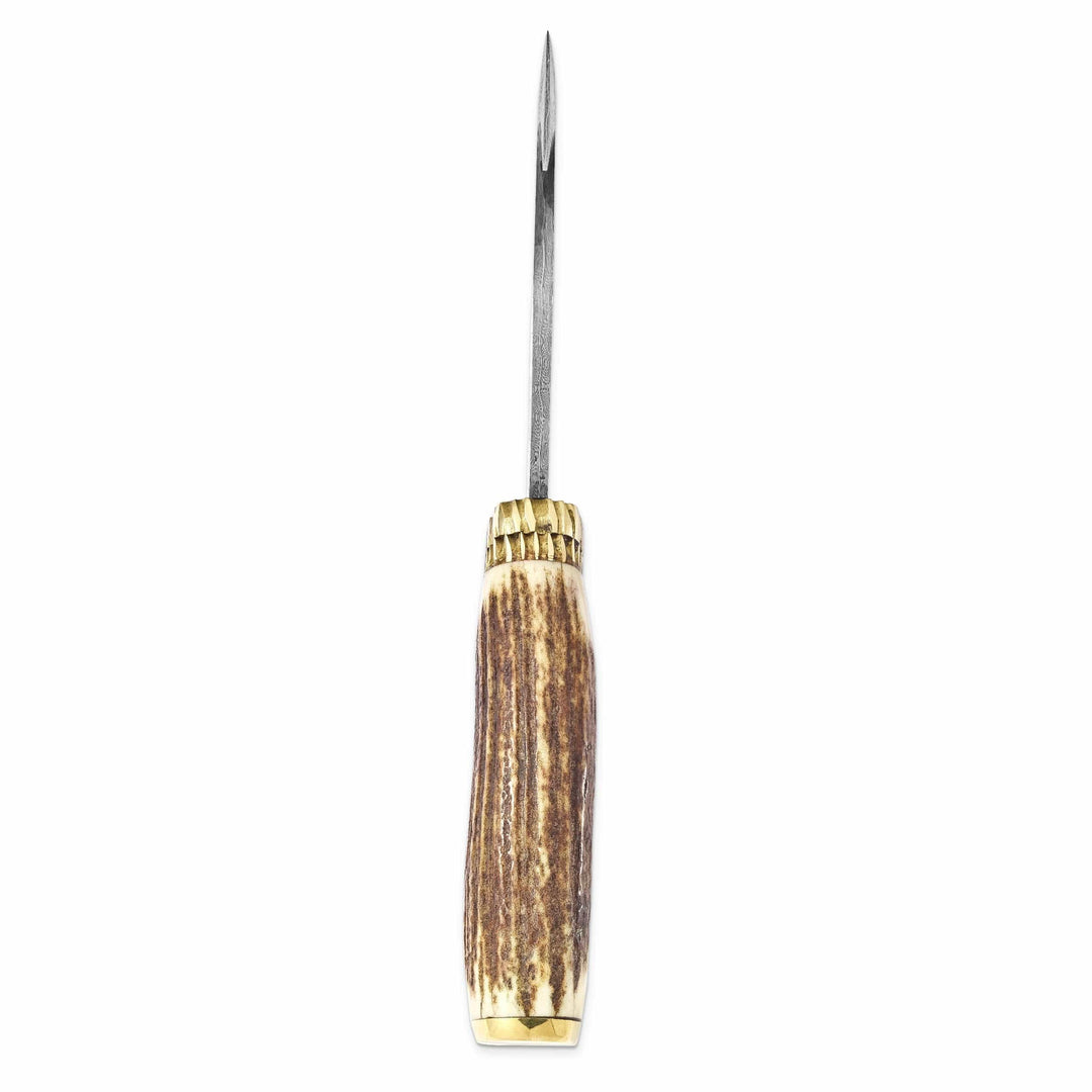 Lovely Rita's Knife Collection Damascus 256 Layer Staghorn Handle Brass Knife