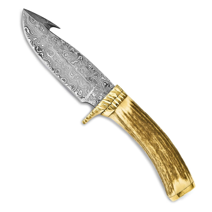 Lovely Rita's Knife Collection Damascus 256 Layer Staghorn Handle Brass Knife