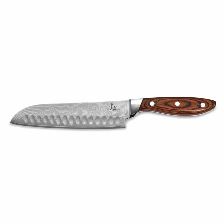 Lovely Rita's Knife Collection Damascus Pakka Wood Handle 7'' Santoku Knife