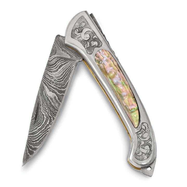 Lovely Rita's Knife Collection Damascus Steel 256 Layer Folding Blade Abalone Handle Knife