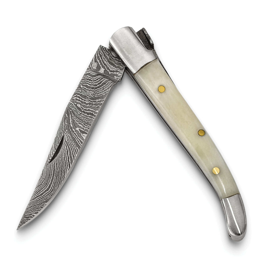 Lovely Rita's Knife Collection Damascus Steel 256 Layer Folding Blade Camel Bone Handle Knife