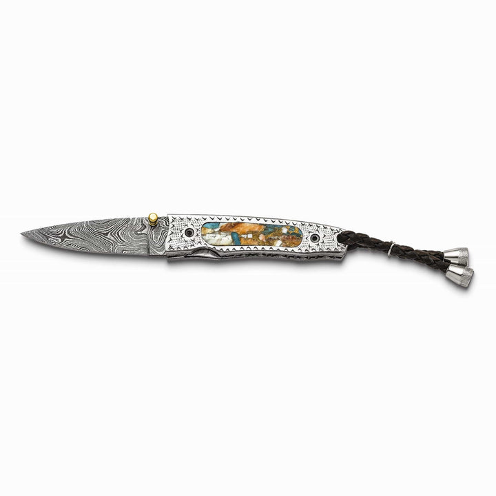 Lovely Rita's Knife Collection Damascus Steel 256 Layer Folding PinkOpal/Turq/Bronze/Resin Knife