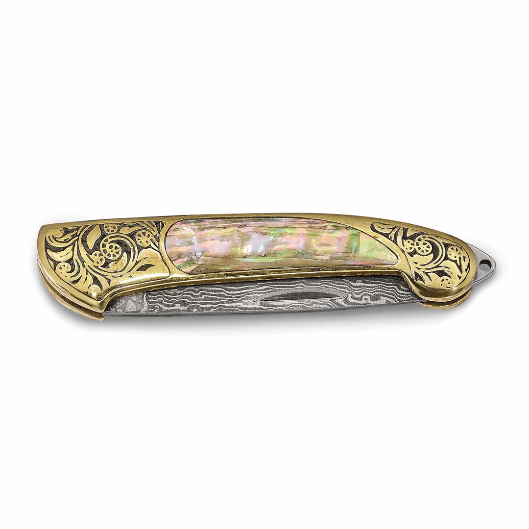 Lovely Rita's Knife Collection Damascus Steel Abalone Shell Handle Knife