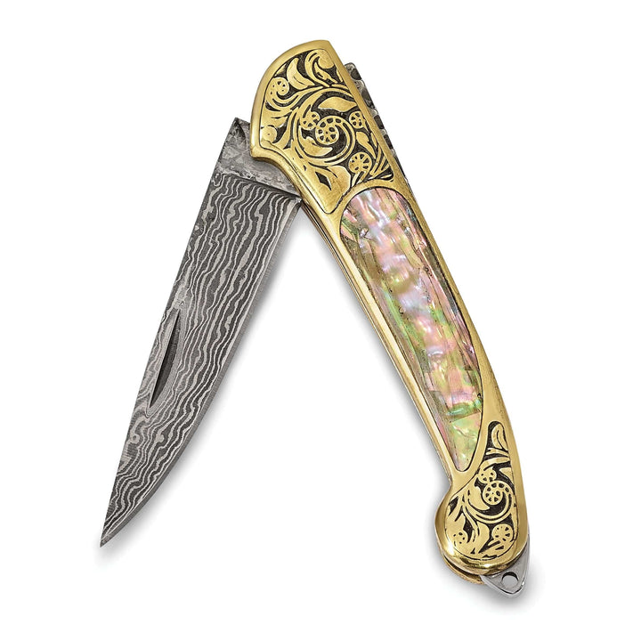 Lovely Rita's Knife Collection Damascus Steel Abalone Shell Handle Knife