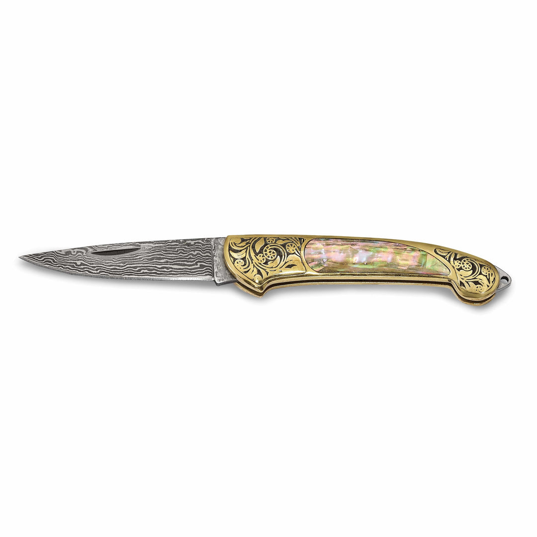 Lovely Rita's Knife Collection Damascus Steel Abalone Shell Handle Knife