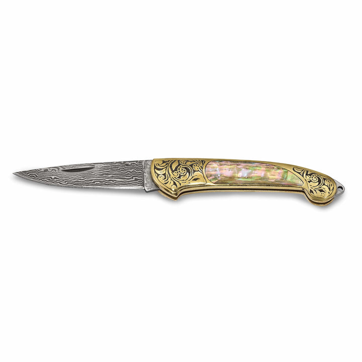 Lovely Rita's Knife Collection Damascus Steel Abalone Shell Handle Knife