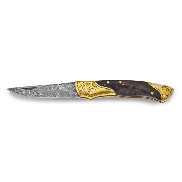 Lovely Rita's Knife Collection Damascus Steel Brass Ram Horn Handle Knife