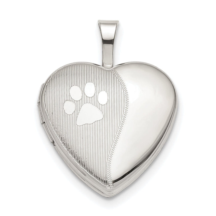 Lovely Rita's Locket Sterling Silver 16mm Paw Print Heart Locket