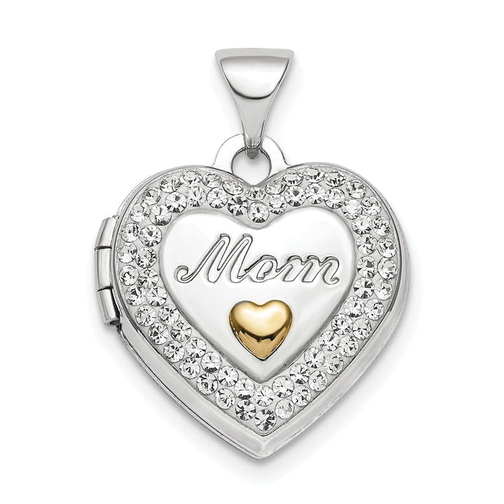 Lovely Rita's Locket Sterling Silver Rhodium-plate Gold-tone Preciosa Crystal Mom Locket