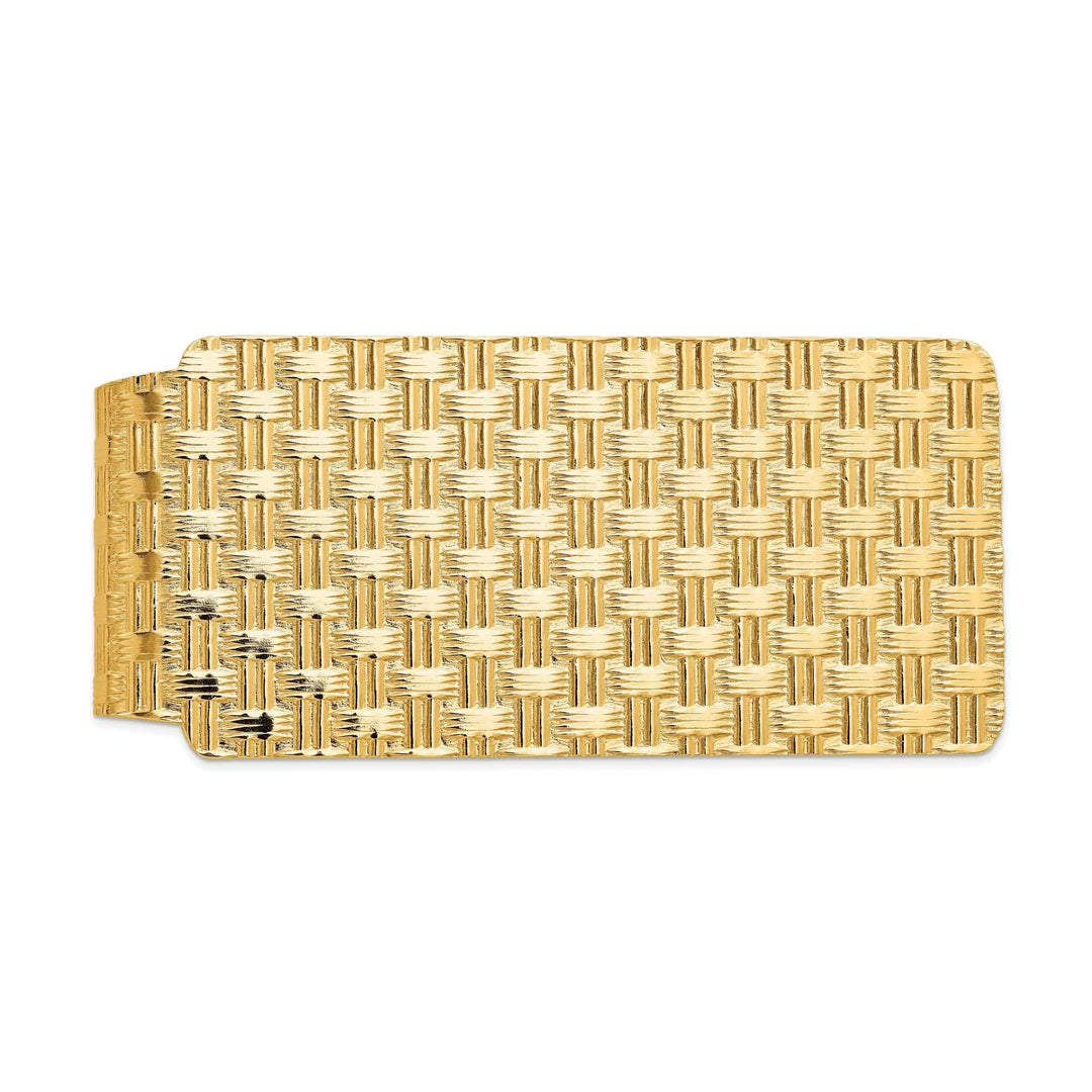 Lovely Rita's Money Clip 14k Yellow Gold Solid Basket Weave Money Clip.