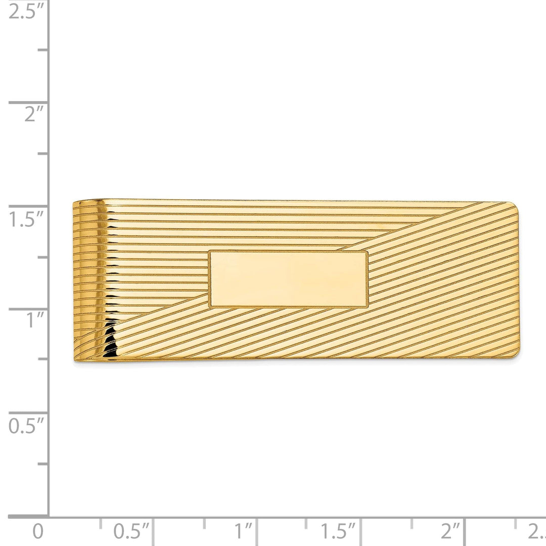Lovely Rita's Money Clip 14k Yellow Gold Solid Line Design Money Clip.