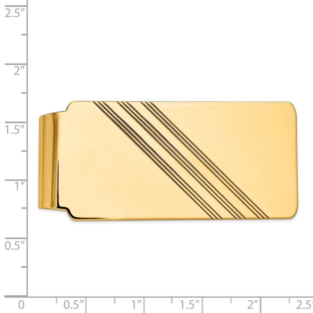 Lovely Rita's Money Clip 14k Yellow Gold Solid Line Design Money Clip.