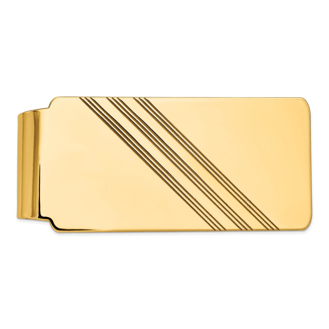 Lovely Rita's Money Clip 14k Yellow Gold Solid Line Design Money Clip.