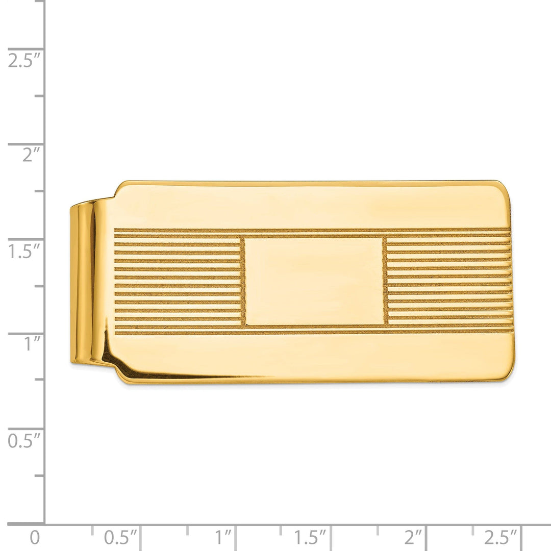 Lovely Rita's Money Clip 14k Yellow Gold Solid Line Design Money Clip.