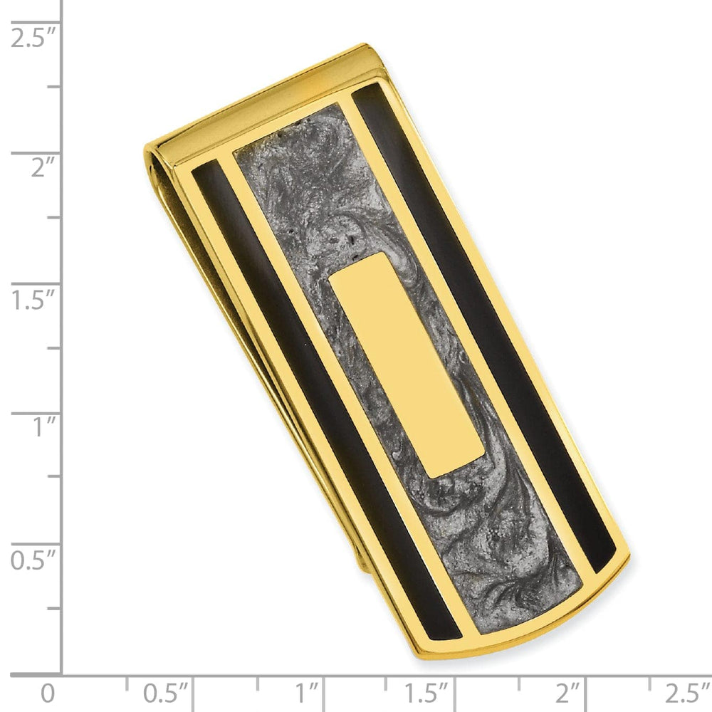 Jere Collection Money Clip Gold Plated Black Grey Colored Money Clip