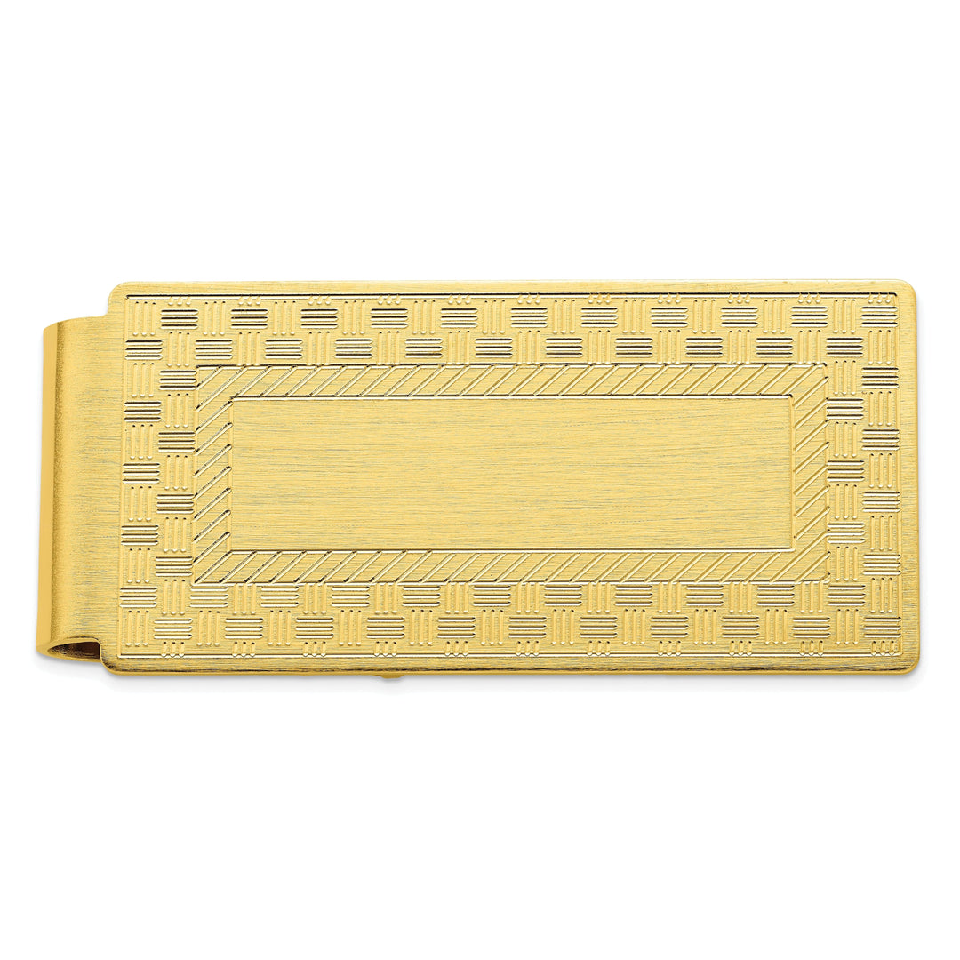 Jere Collection Money Clip Gold Plated Checkerboard Hinged Money Clip