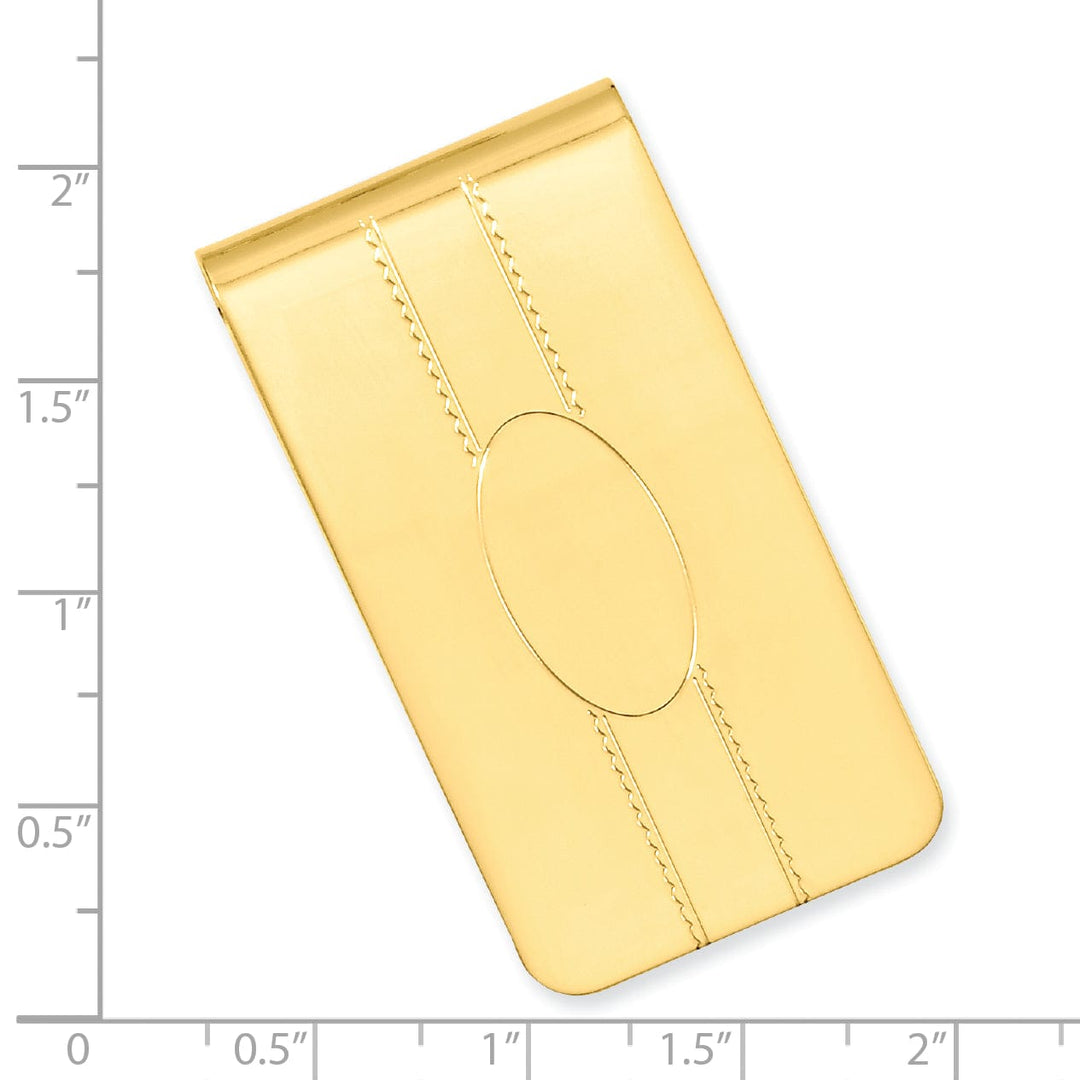 Jere Collection Money Clip Gold Plated Engravable Oval Center Money Clip