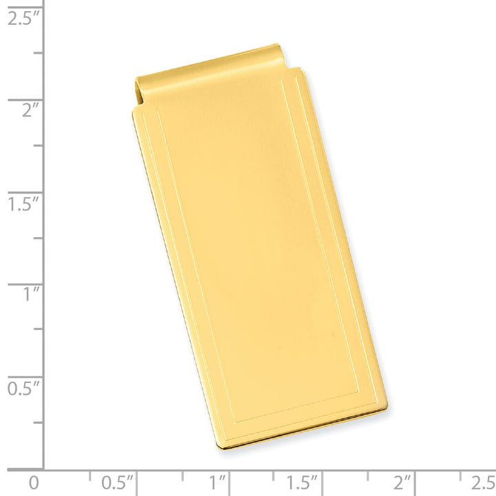 Jere Collection Money Clip Gold Plated Engraved Edge Plain Hinged Money Clip