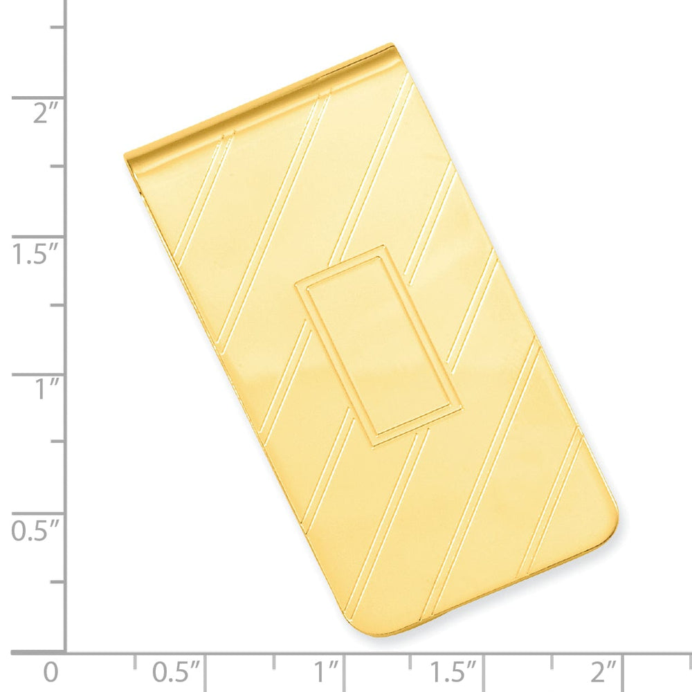 Jere Collection Money Clip Gold Plated Etched Diagonal Line Money Clip
