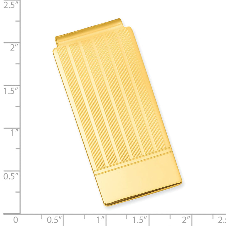 Jere Collection Money Clip Gold Plated Etched Lines Hinged Money Clip