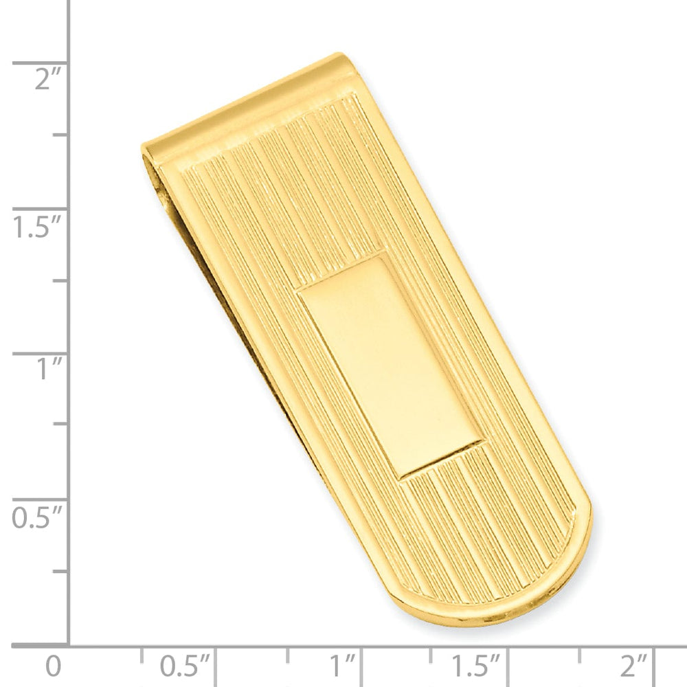 Jere Collection Money Clip Gold Plated Etched Lines Money Clip