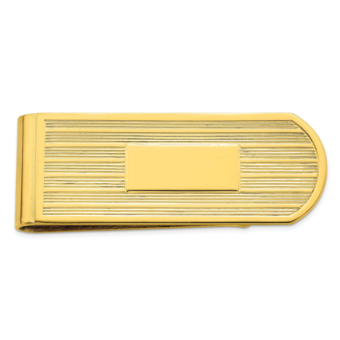 Jere Collection Money Clip Gold Plated Etched Lines Money Clip