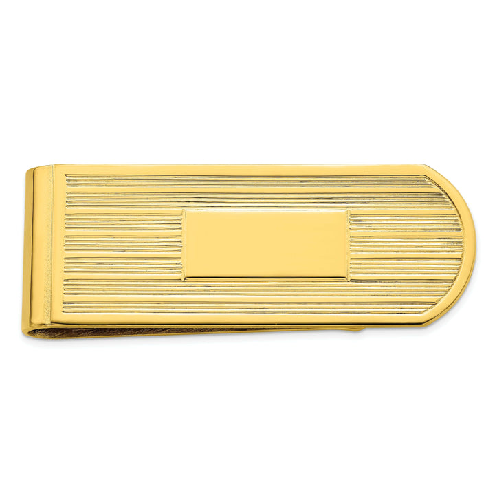 Jere Collection Money Clip Gold Plated Etched Lines Money Clip