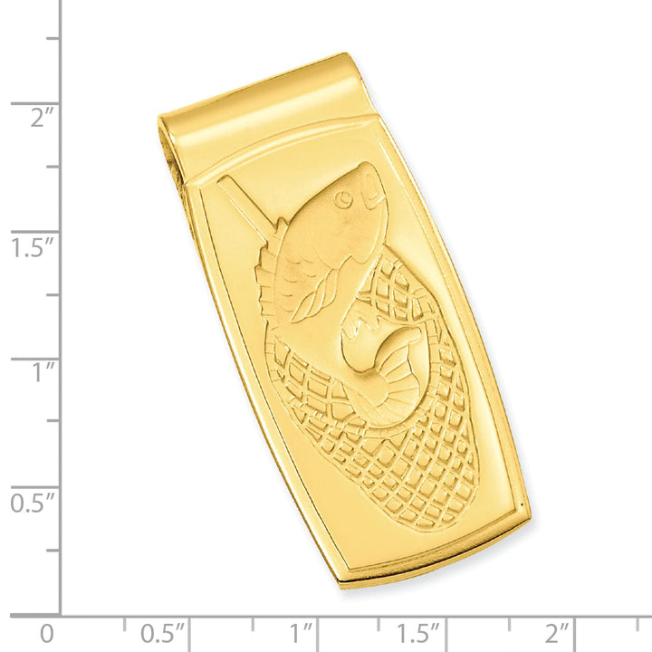 Jere Collection Money Clip Gold Plated Fish in Net Hinged Money Clip