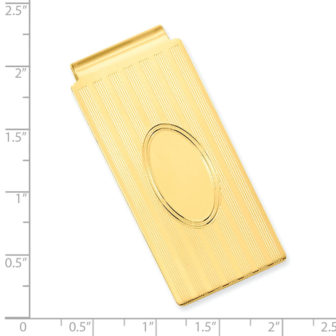 Jere Collection Money Clip Gold Plated Horizontal Lines Hinged Money Clip