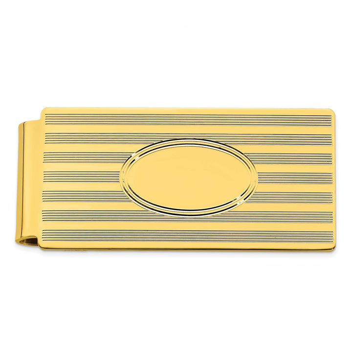 Jere Collection Money Clip Gold Plated Horizontal Lines Hinged Money Clip