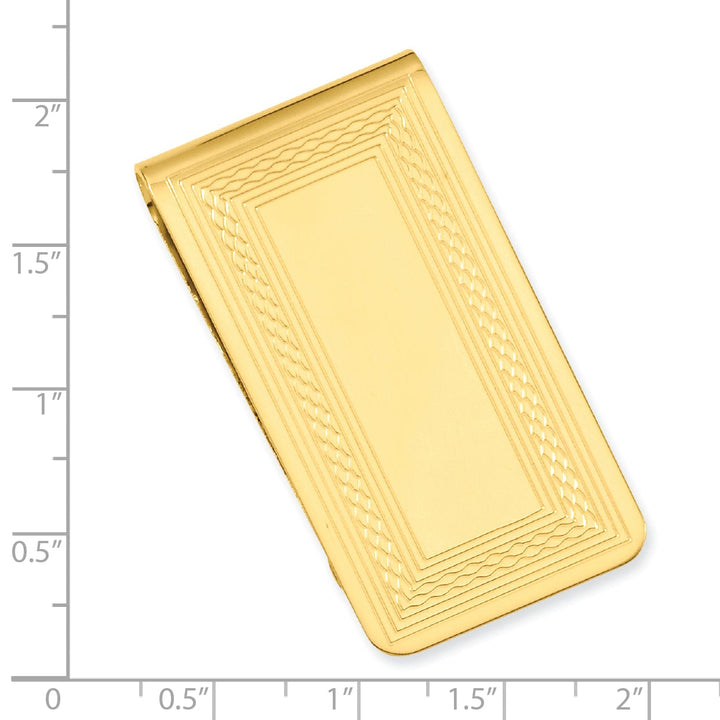 Jere Collection Money Clip Gold Plated Patterned Border Money Clip