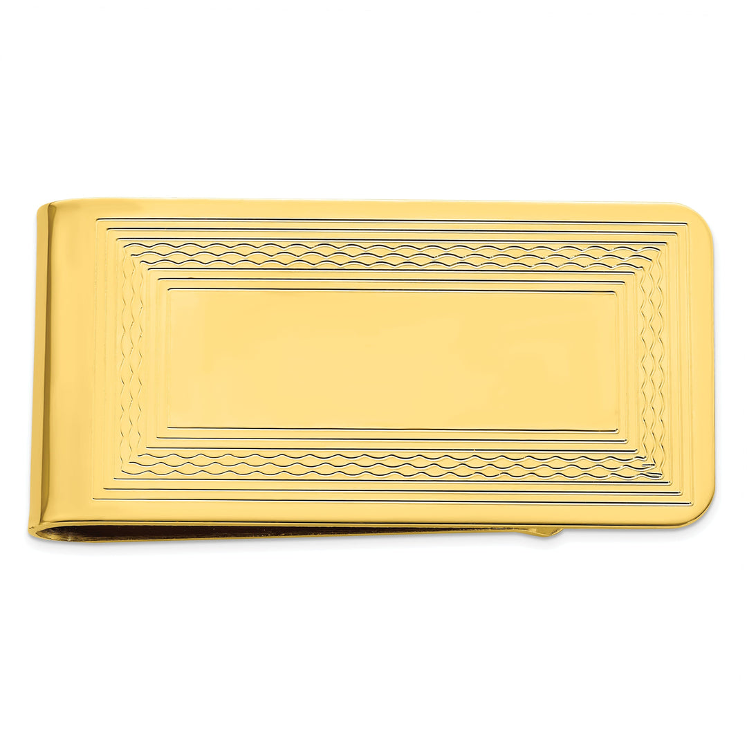 Jere Collection Money Clip Gold Plated Patterned Border Money Clip