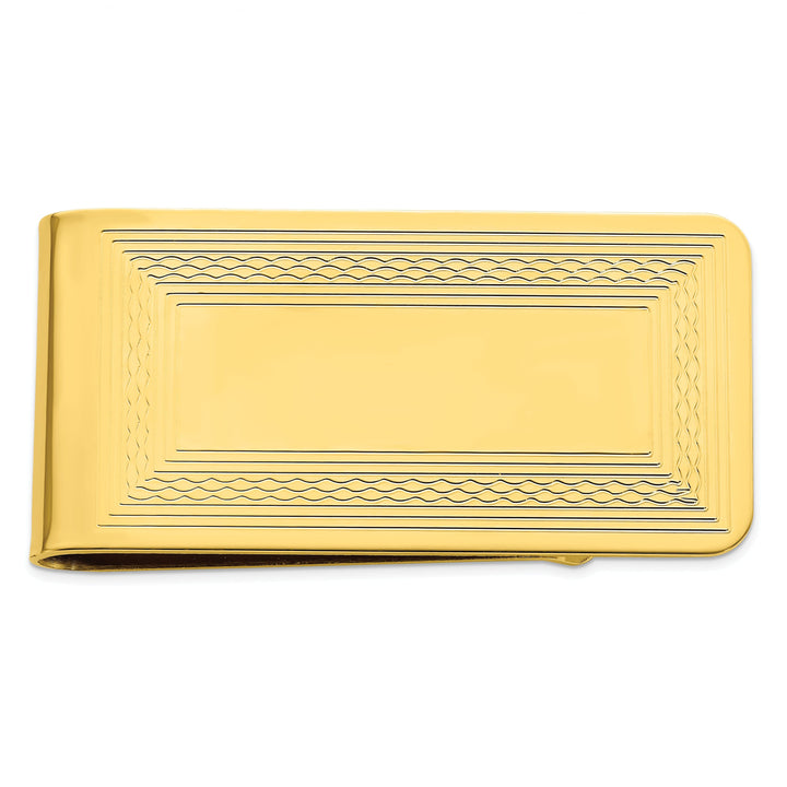 Jere Collection Money Clip Gold Plated Patterned Border Money Clip