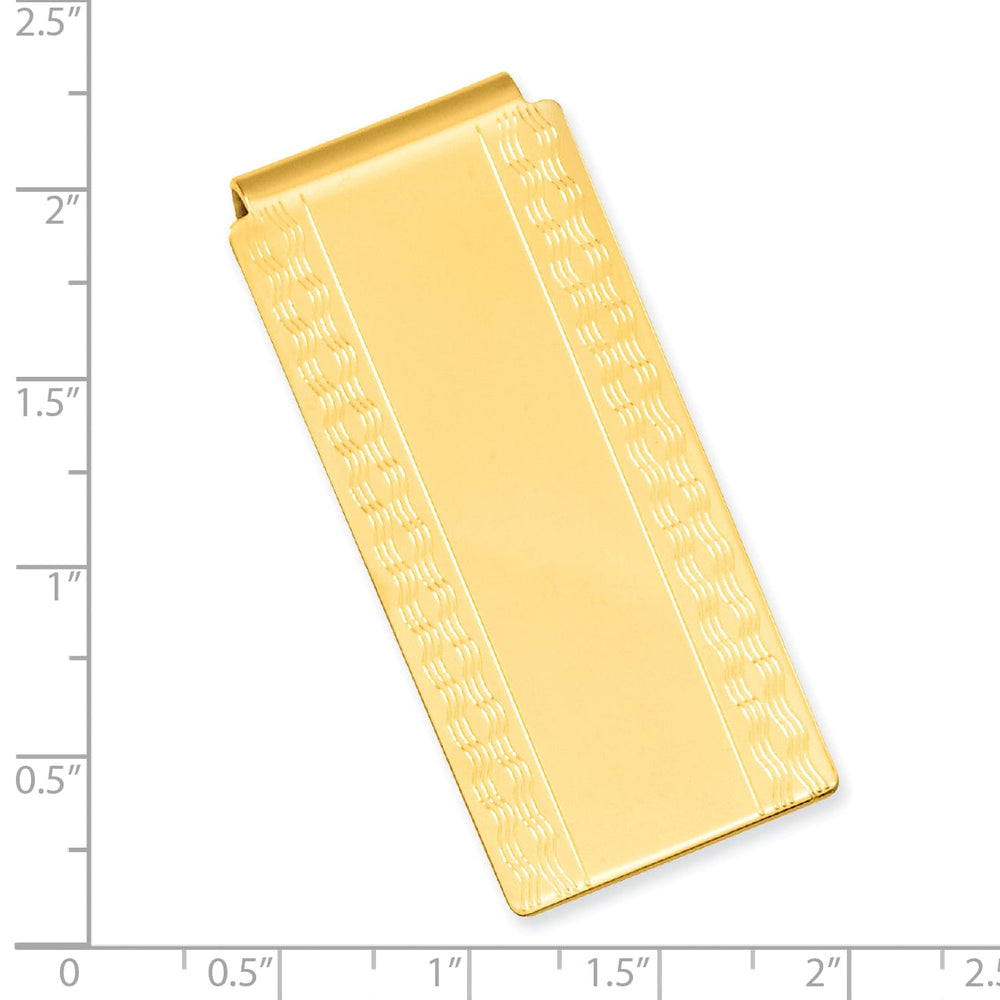 Jere Collection Money Clip Gold Plated Patterned Edge Hinged Money Clip