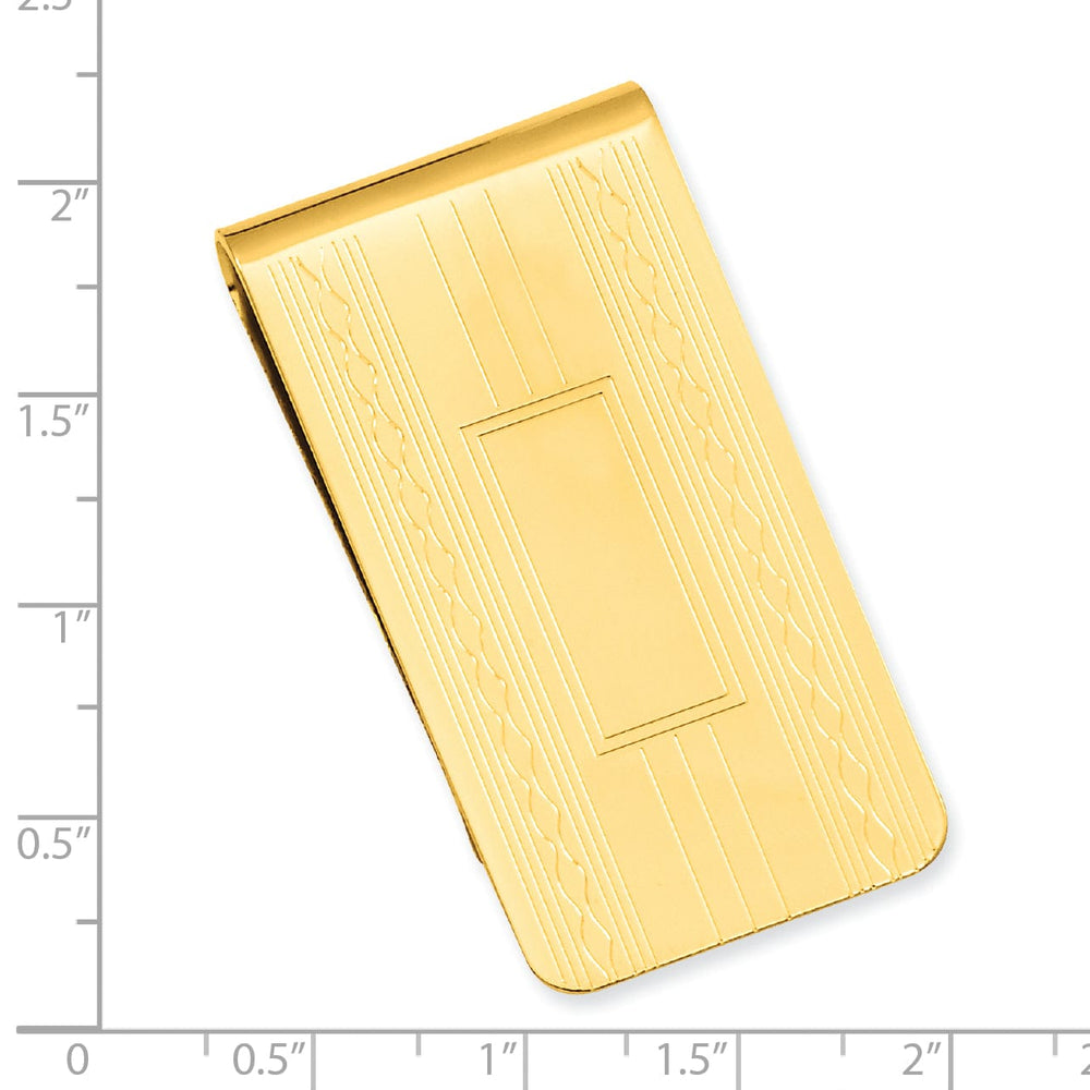 Jere Collection Money Clip Gold Plated Patterned Edge Money Clip