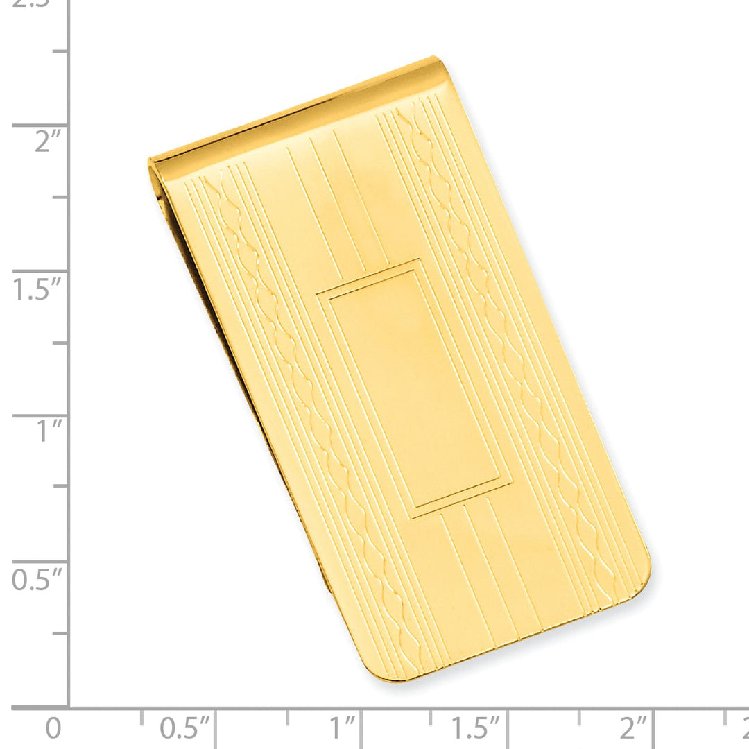 Jere Collection Money Clip Gold Plated Patterned Edge Money Clip