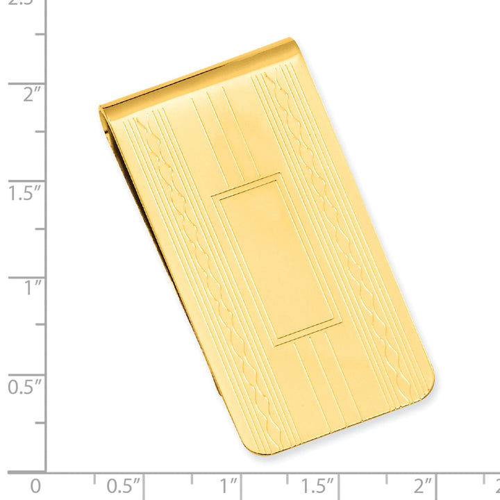 Jere Collection Money Clip Gold Plated Patterned Edge Money Clip