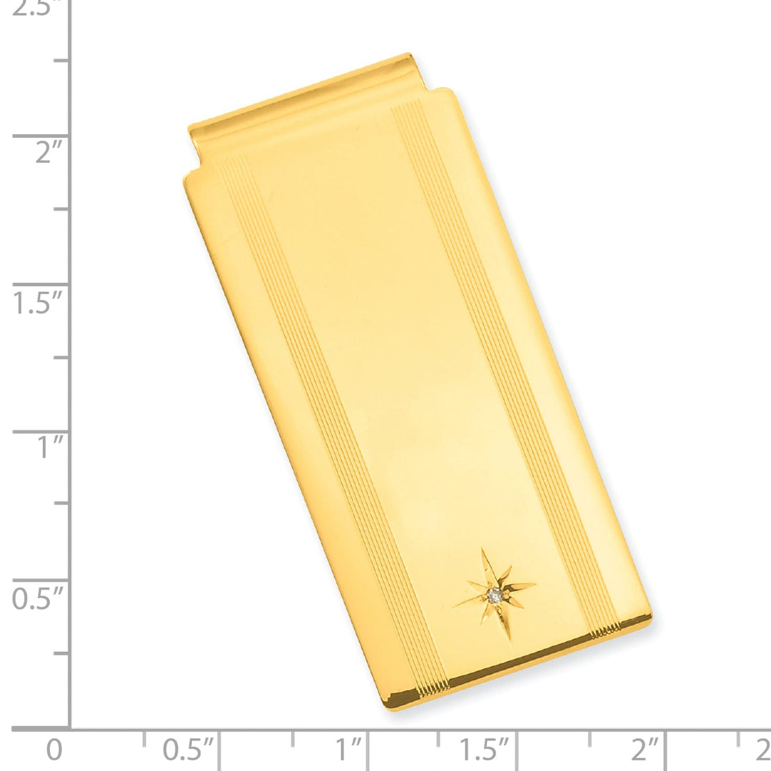 Jere Collection Money Clip Gold Plated Star Cut Diamond Hinged Money Clip