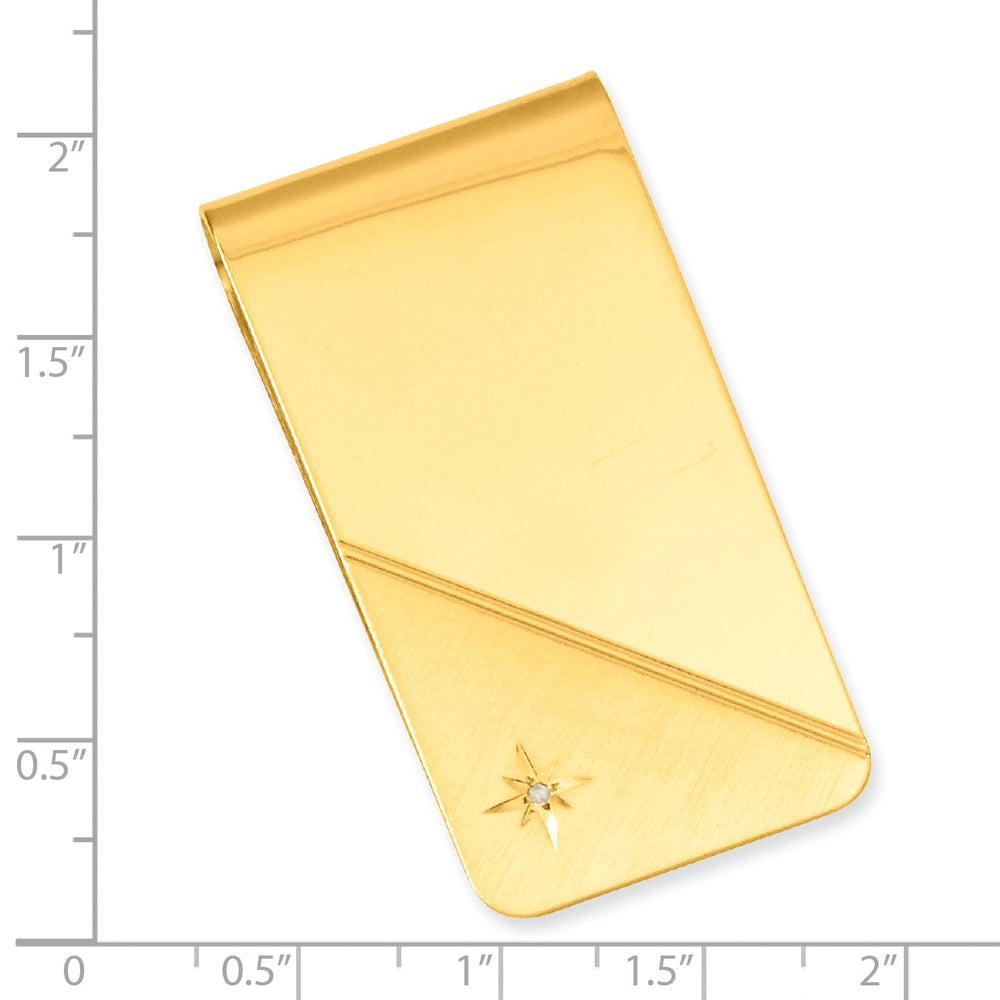 Jere Collection Money Clip Gold Plated Star Cut Diamond Money Clip