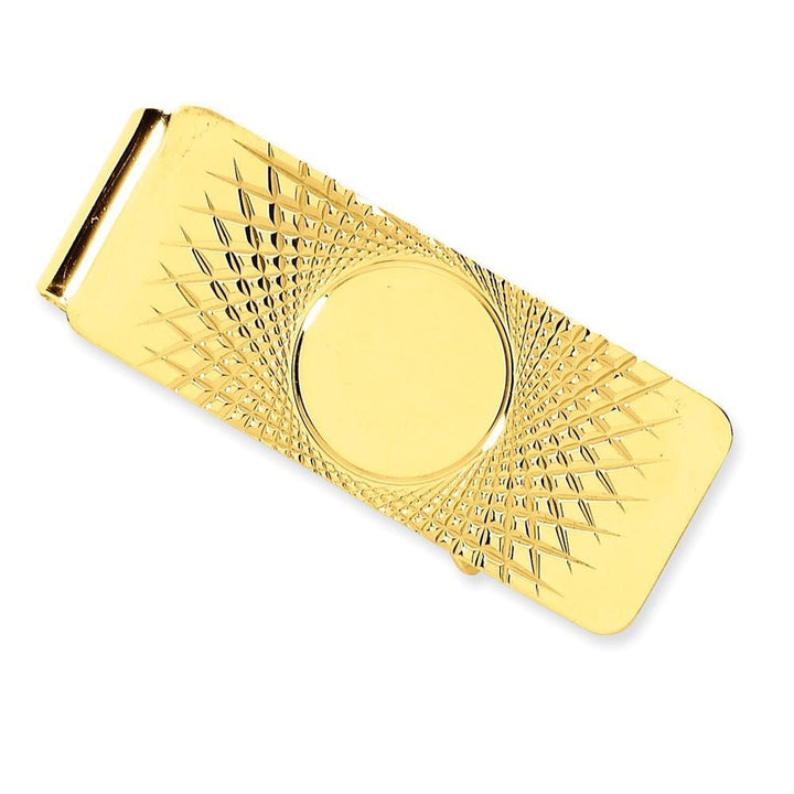 Lovely Rita's Money Clip No Engraving 14k Yellow Gold Solid Circle Design Money Clip.